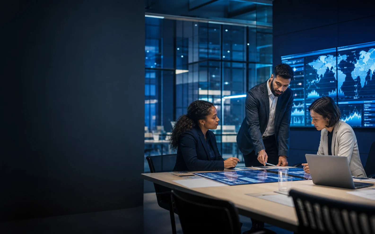 Business leaders collaborating around a digital operations platform